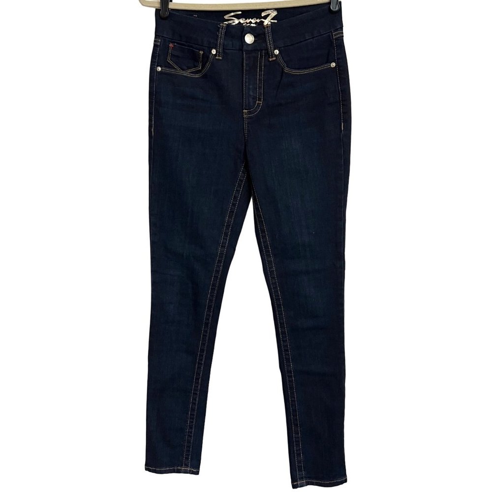 Seven7 Tummyless High Rise Skinny Jeans Womens Montreal Blue Stretch Denim Sz 4